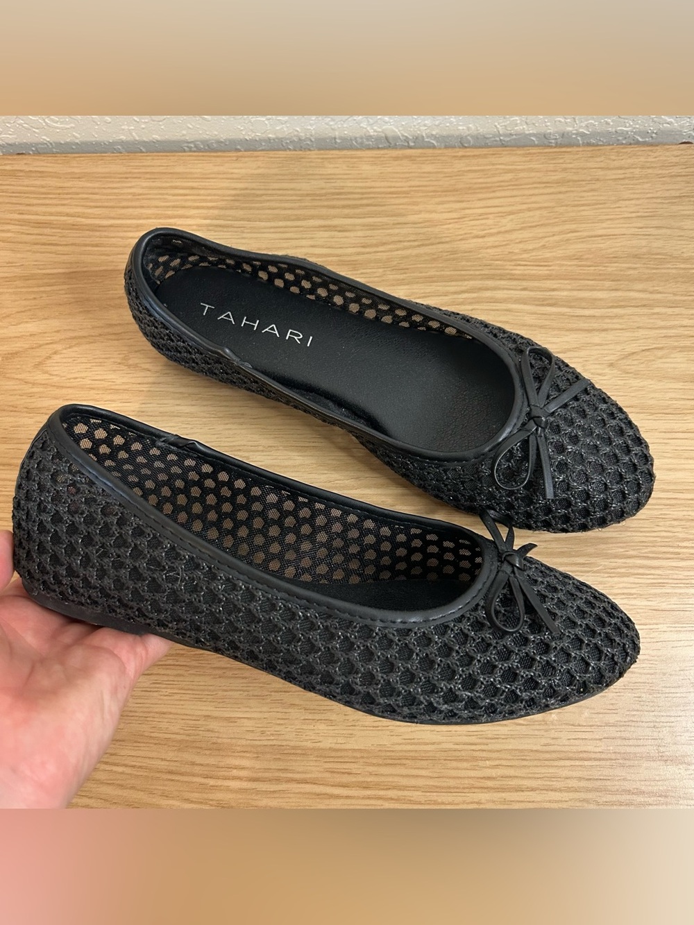 Tahari mesh ballet flats black size 8.5